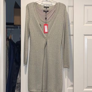 Shimmer Gold Sweater Dress and Matching Sweater